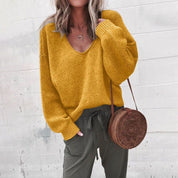 Sweatshirt with a loose V-neck for a casual look for women-4